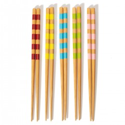 Spisepinde i bambus - Striber - 5 par