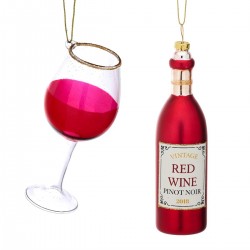 Julekugler - Rødvin og vinglas