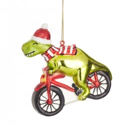 Julekugle - Dinosaurus på cykel
