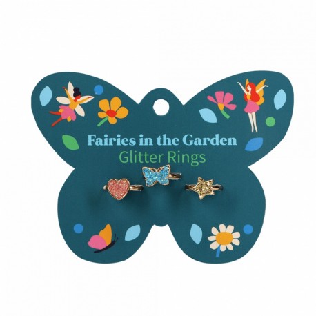 Glitter fingerringe - 3 stk. Fairies in the Garden