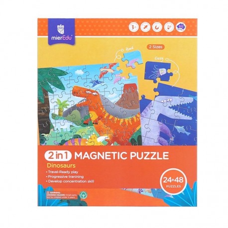 mierEdu - Magnetiske puslespil - Dinosaur - 24+48 brikker