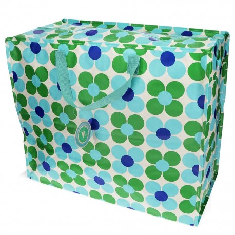 Jumbo opbevaringspose - Blue and green Daisy