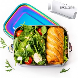 LEKKABOX Safe stålmadkasse inkl. divider (rainbow) - 1000 ml