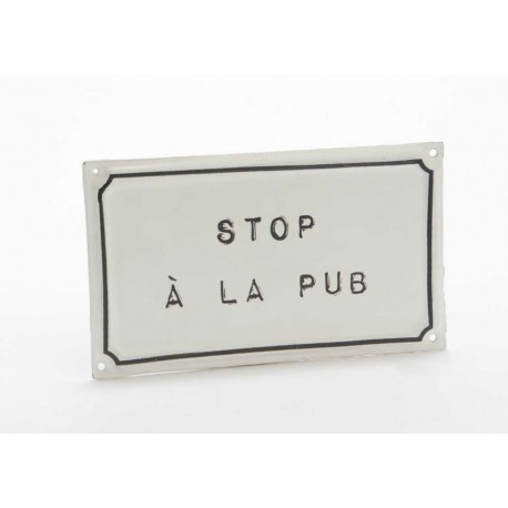 Lille metalskilt - "Stop à la pub"