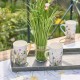 Porcelænskop med blomster og rosa hank – 370 ml