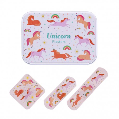 Metaldåse med plastre - Unicorn - 30 stk.