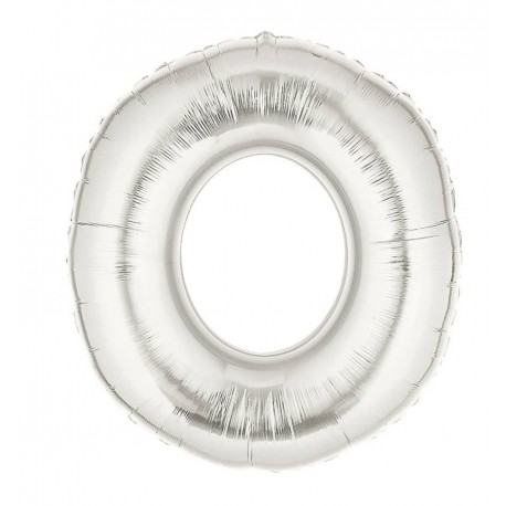 Folieballon 0-tal - 102 cm - sølv