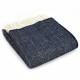 Tweedmill uldplaid - Fishbone Navy - 150x183 cm