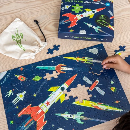 Selvlysende puslespil - Space Age - 100 brikker