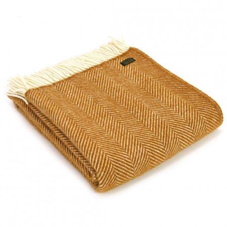 Tweedmill uldplaid - Fishbone Mustard - 150x183 cm