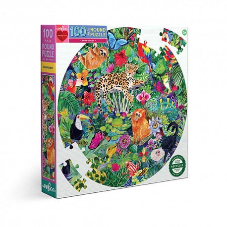 eeBoo rundt puslespil - Rainforest - 100 brikker